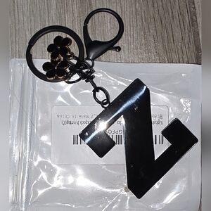 Black Gunmetal Z Bag Hang Tag with Flower Charms
